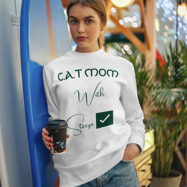 Moletom Personalized Pet Lover Green Script Funny Cat Mom (Criador carregado)