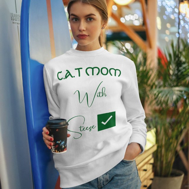 Moletom Personalized Pet Lover Green Script Funny Cat Mom (Criador carregado)