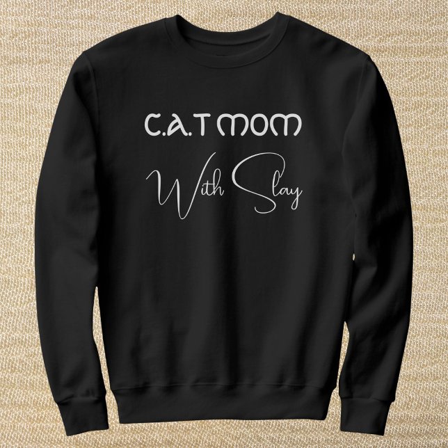 Moletom Personalized Pet Lover White Script Cat Mom Black (Criador carregado)