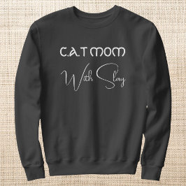 Moletom Personalized Pet Lover White Script Cat Mom Grey