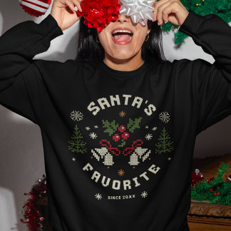 Moletom Personalized “Santa’s Favorite” Faux Knit