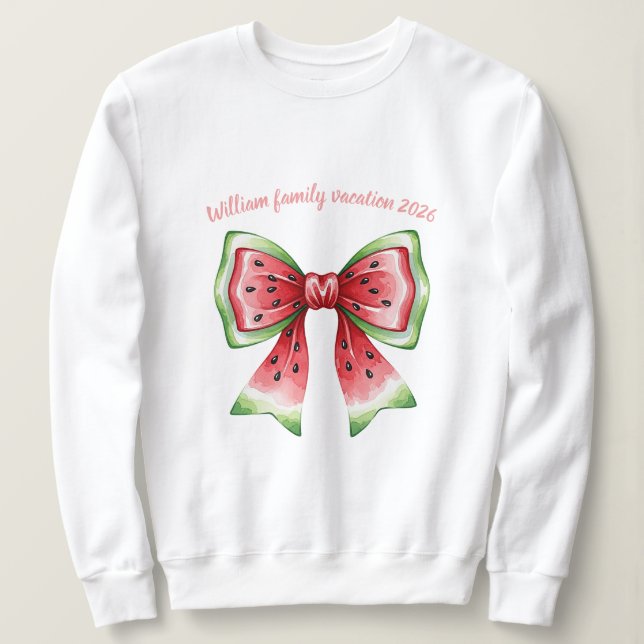 Moletom Personalized watermelon coquette bowtie ribbon  (Frente do Design)
