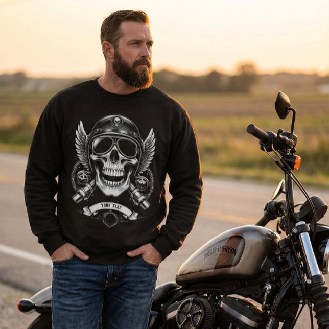 Moletom Personalized Winter Biker Skull Motorcycle (Criador carregado)