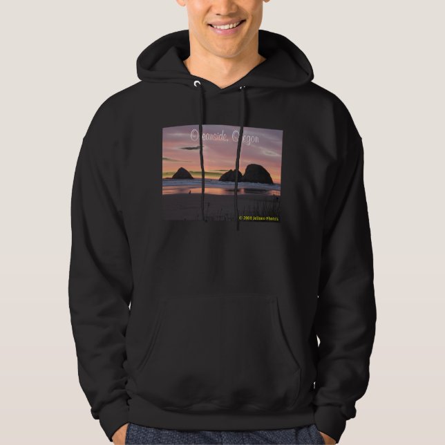 Moletom Perto do oceano, preto do Hoodie de Oregon (Frente)