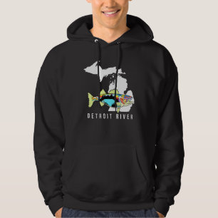 Moletom Pescaria de Walleye no Rio Detroit em Michigan Águ