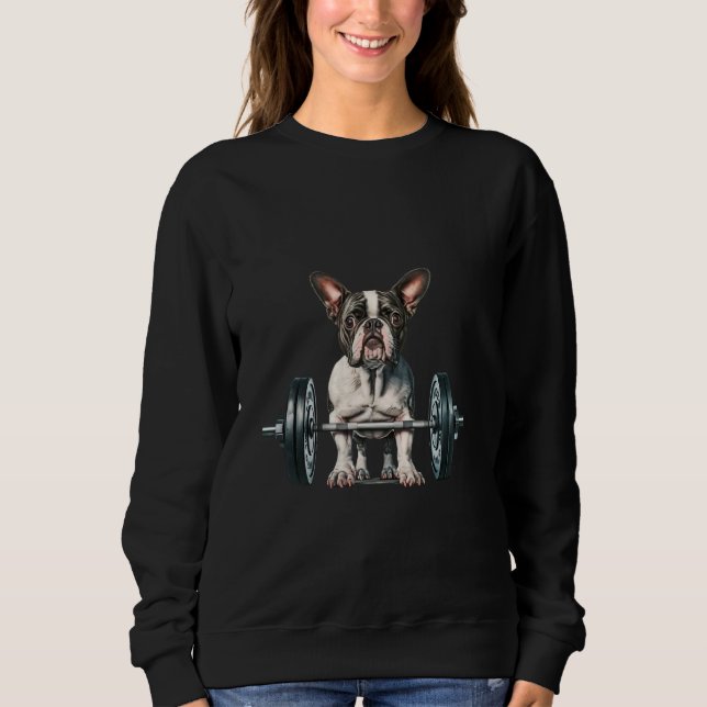 Moletom Pesos De Bomba Levantando Boston Terrier 8 Engraça (Frente)