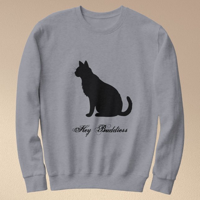 Moletom Pet Black Cat Lovers Funny Quote Customized Grey (Criador carregado)