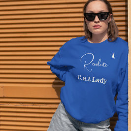 Moletom Pet Lover Blue And White Script Customized Cat Mom