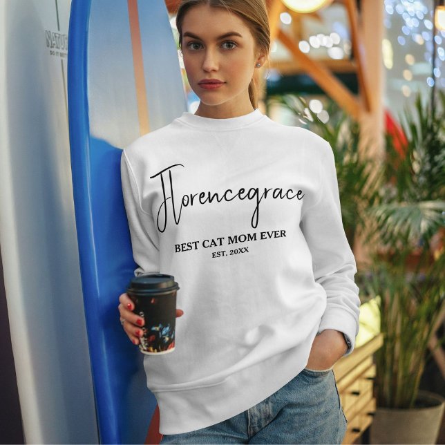 Moletom Pet Lover Name Stylish Quote Cat Mom Customized (Criador carregado)