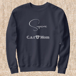 Moletom Pet Lover Navy Blue White Script Custom Cat Mom