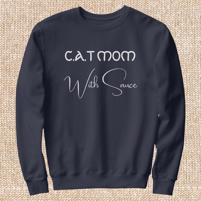 Moletom Pet Lover Personalized Script Cat Mom Navy Blue (Criador carregado)