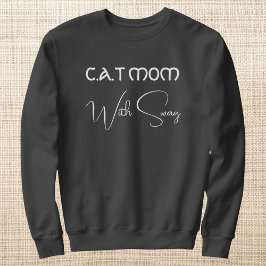 Moletom Pet Lover White Script Cat Mom Personalized Grey