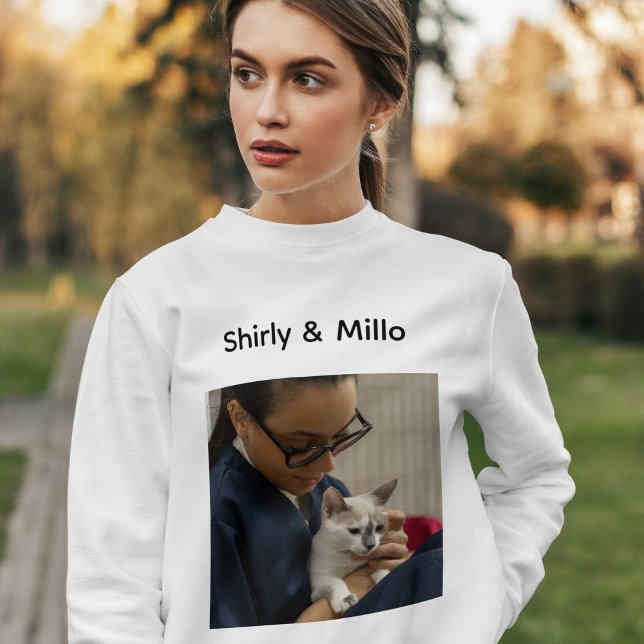 Moletom Pet Lovor Cat Mom Cute Modern Personalized Photo  (Criador carregado)