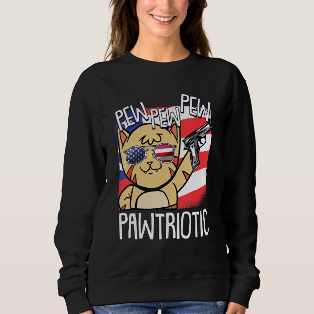Moletom Pew Pawtriotic Cat 4 De Julho Americano Patriótico (Frente)