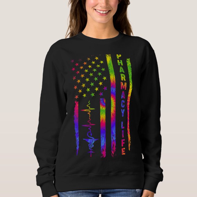 Moletom Pharmacy Life Pharmacist American Flag Tie Dye (Frente)