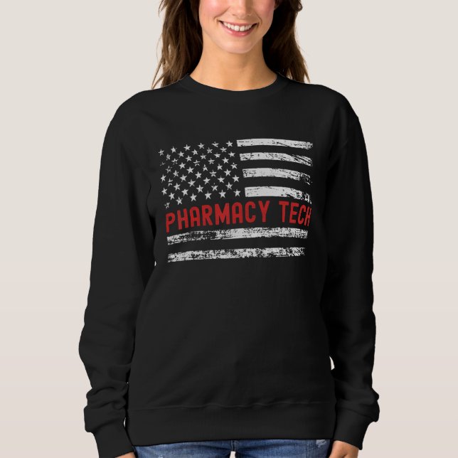 Moletom Pharmacy Tech USA Flag Profession Retro Job Title (Frente)