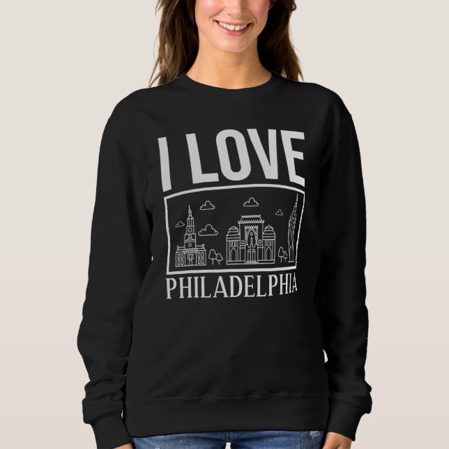 Moletom Philadelphia Pennsylvania City Skyline Map Travel (Frente)