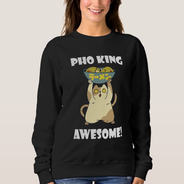 Moletom Pho King Cat Comida Asiática Tigela de Pho Macarrã (Frente)