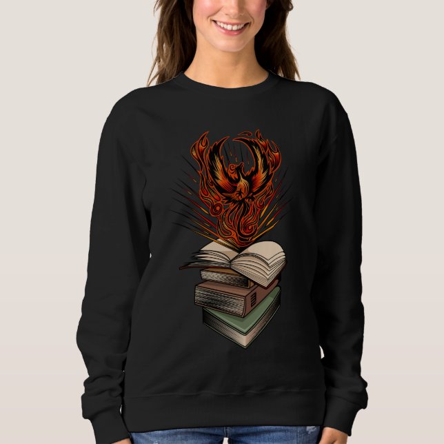 Moletom Phoenix Rising From Books Flames Fantasy Magical (Frente)