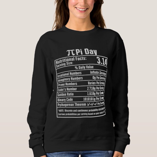 Moletom Pi Day Nutritional Facts  Nutrition Math Geek Scie (Frente)