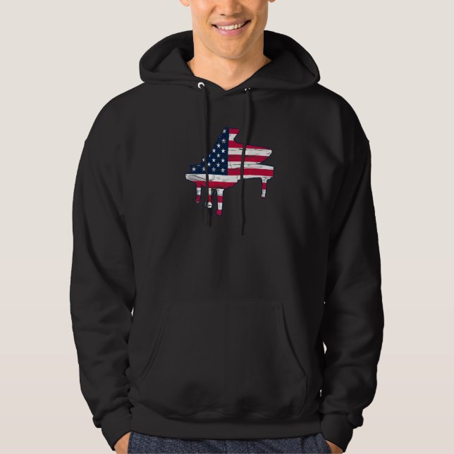 Moletom Piano American Flag Piano Playing - Piano Lover Pi (Frente)
