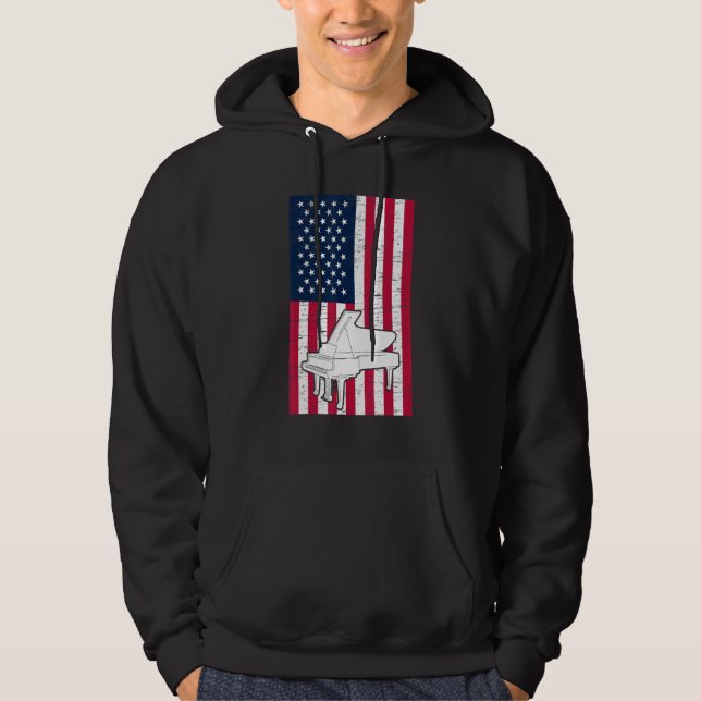 Moletom Piano Player Piano American Flag Patriotic Pianist (Frente)