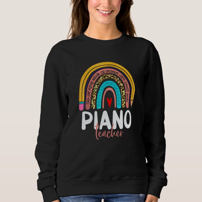Moletom Piano Teacher Leopard Rainbow Back To School Piano (Frente)