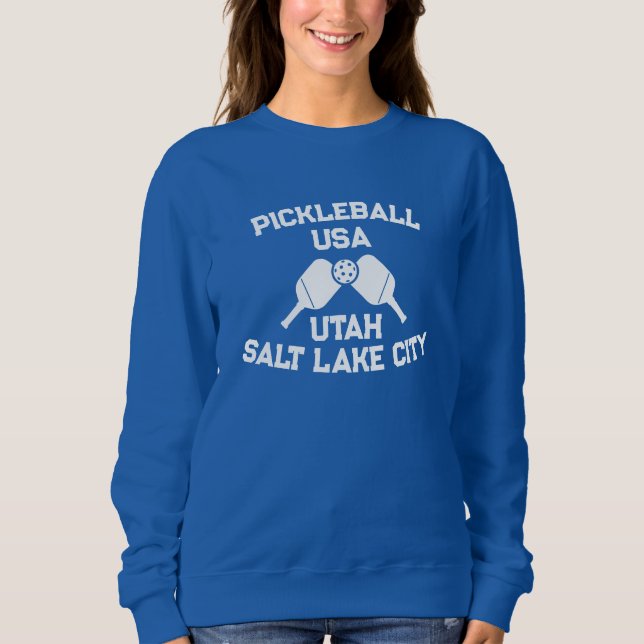 Moletom Pickleball Paddle Ball Salt Lake City Utah Persona (Frente)