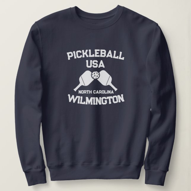 Moletom Pickleball Paddle Ball Wilmington NC EUA Personali (Frente do Design)