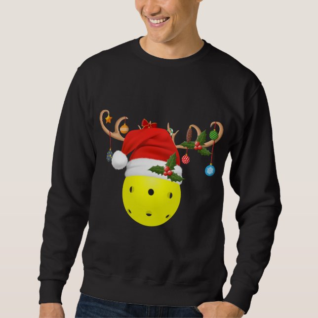 Moletom Pickleball Xmas Gift Reindeer Santa Hat (Frente)