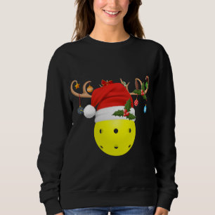 Moletom Pickleball Xmas Gift Reindeer Santa Hat