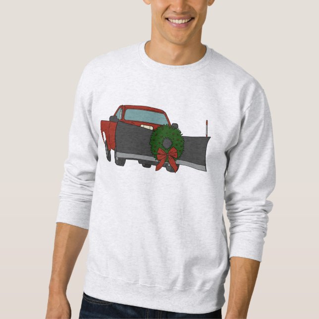 Moletom Pickup Truck com Snowplow e Wreath de Natal (Frente)