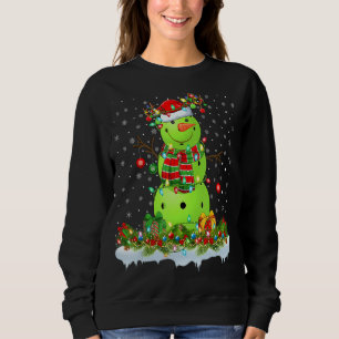 Moletom Picleball Xmas Iluminação Engraçado Snowman Pickle
