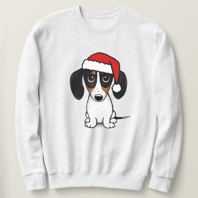Moletom Piebald Dachshund Papais noeis Cute Wiener (Frente do Design)