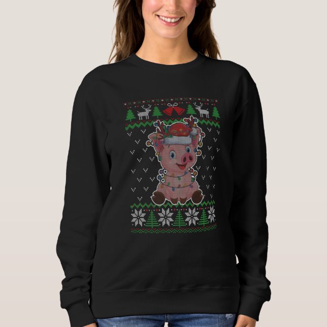 Moletom Pig Christmas Ugly Sweater Santa Pig  Xmas (Frente)