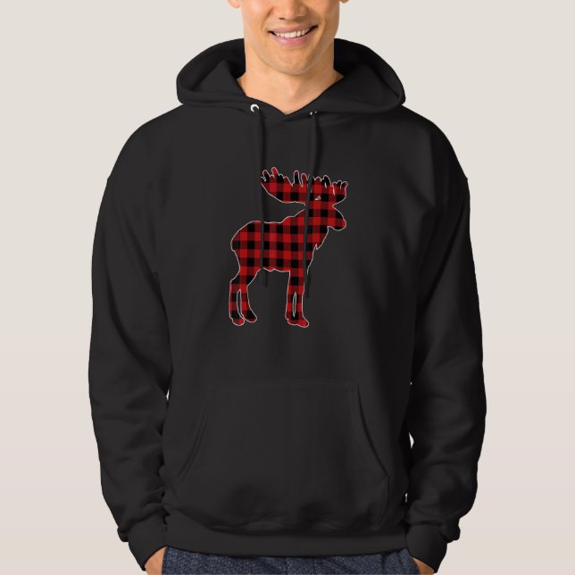 Moletom Pijama Combinante de Natal Xadrez Búfalo Vermelho  (Frente)