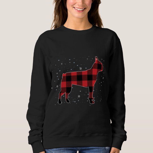 Moletom Pijama de Natal da Xadrez Vermelha Buffalo Boston  (Frente)