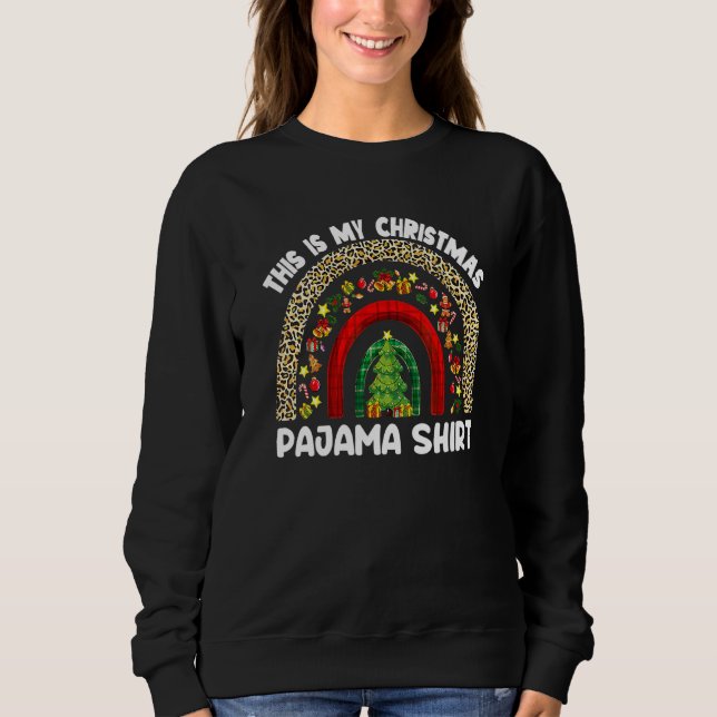 Moletom Pijama de Natal Leopardo Arco-íris Pijamas de Nata (Frente)