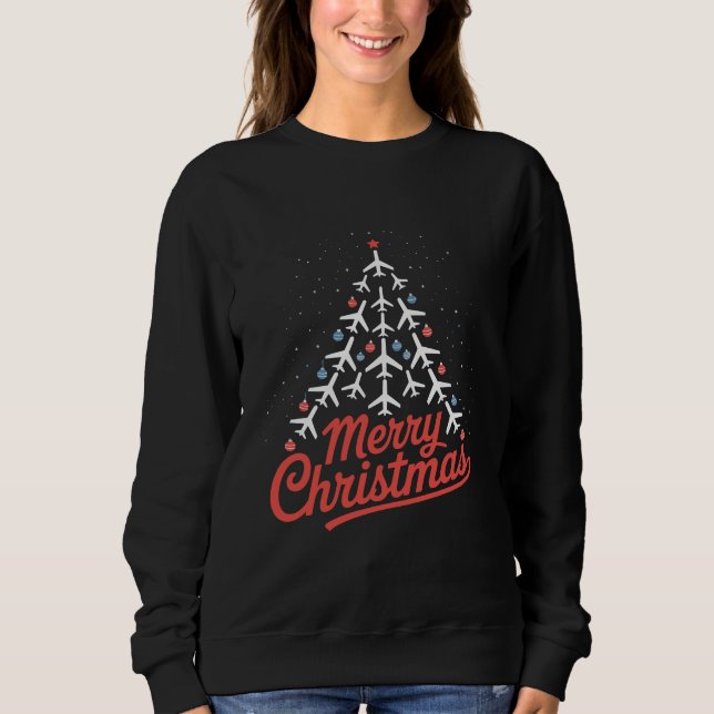 Moletom Piloto de Árvore de Natal de Avião (Frente)