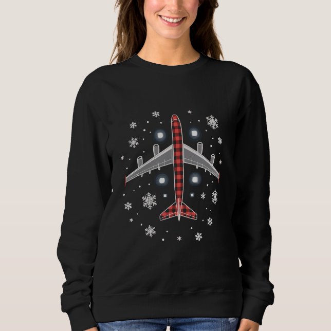 Moletom Piloto de Natal de Xadrez de Avião (Frente)