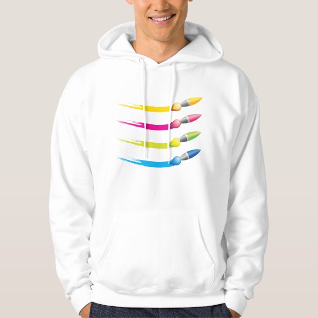 Moletom Pincéis Coloridos Mens Hoodie (Frente)
