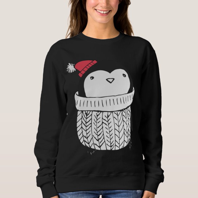 Moletom Pinguim-bebê-gafanhoto de Natal em Turtleneck Swea (Frente)