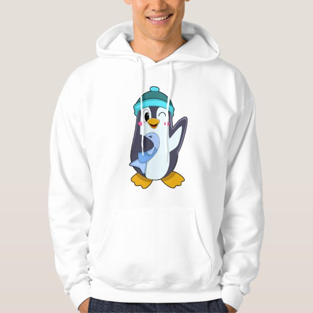 Moletom Pinguim com Peixe e Chapéu (Frente)