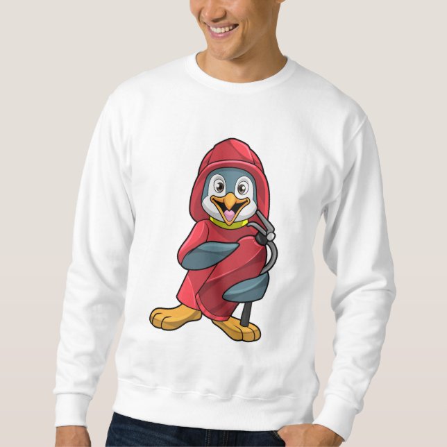 Moletom Pinguim como Bombeiro com Extinguista (Frente)