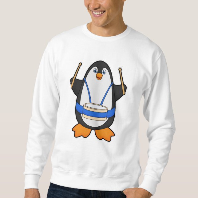 Moletom Pinguim como músico com tambor (Frente)