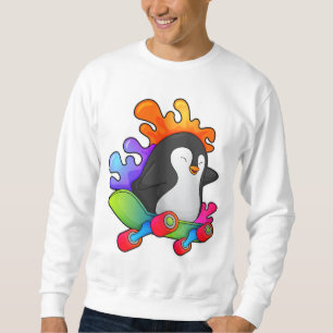 Moletom Pinguim como Patinador com skate