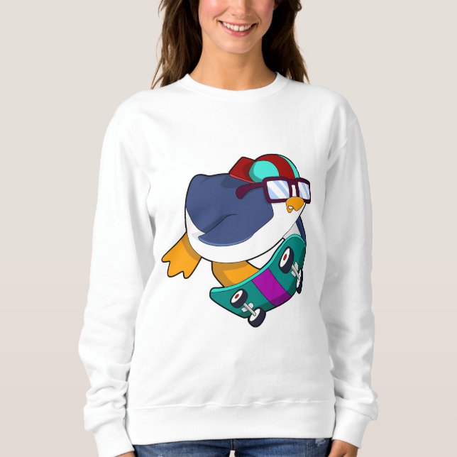 Moletom Pinguim como Patinador com skate (Frente)