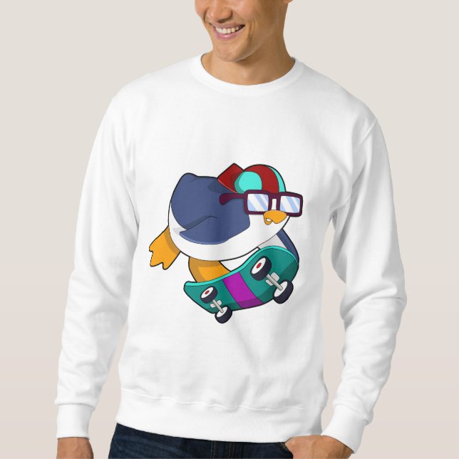 Moletom Pinguim como Patinador com skate (Frente)