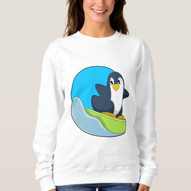 Moletom Pinguim como Snowboarder com Sonowboard.PNG (Frente)