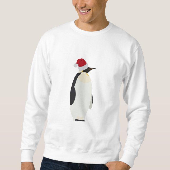 Moletom Pinguim de Natal Engraçado Animal com Papai Noel (Frente)